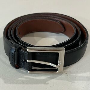 Saks Fifth Avenue 45W Aniline Kipskin Shoulder Made in USA Black Leather Belt